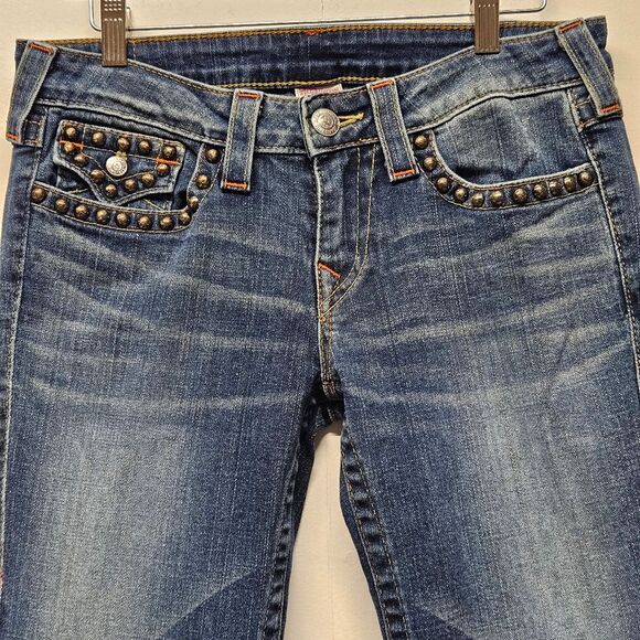 True Religion Billy Jeans Womens 30 Studs Details Flaps Pockets Mid Rise Western - Picture 10 of 15